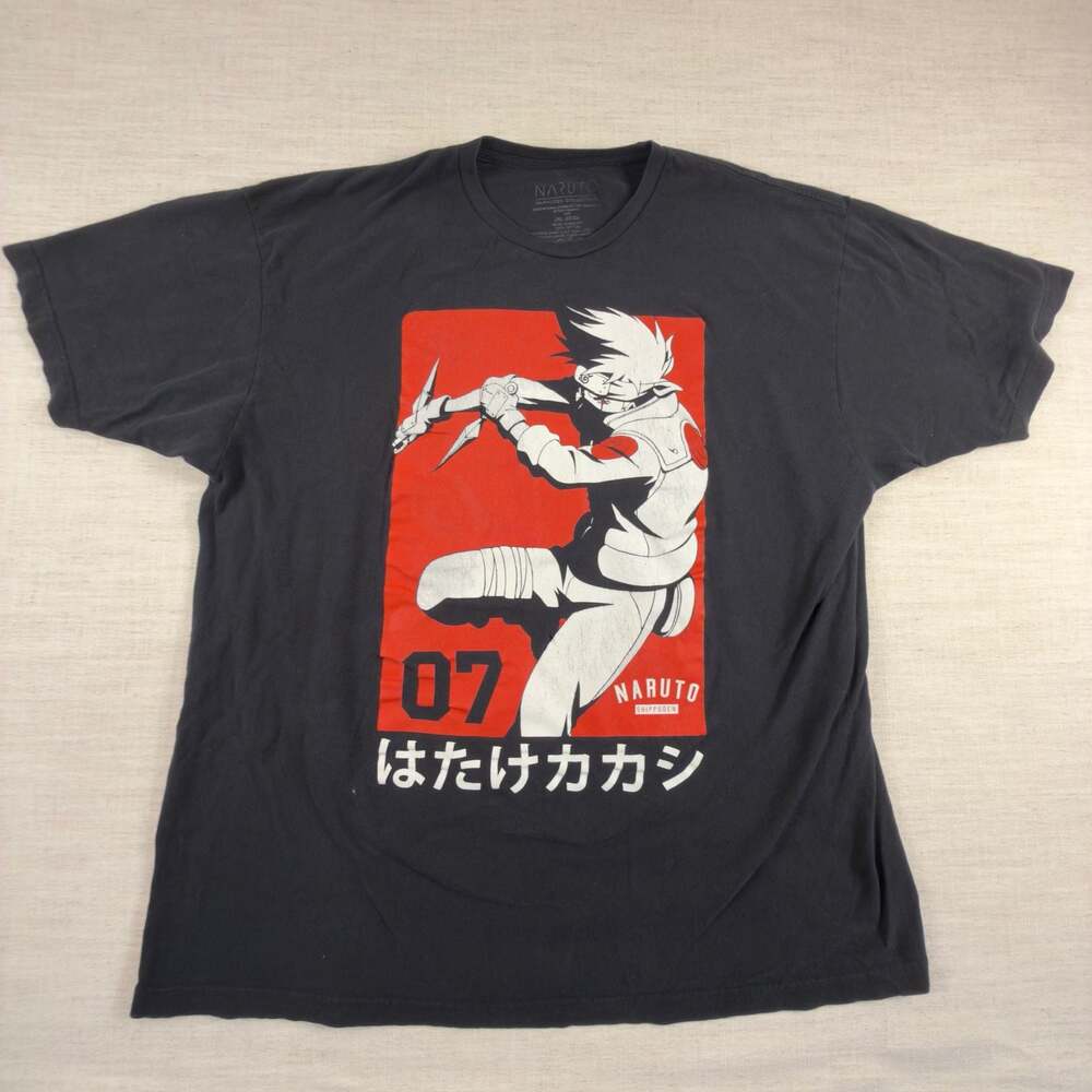 Naruto Shippuden Kakashi Hatake Graphic T-Shirt Black 2XL